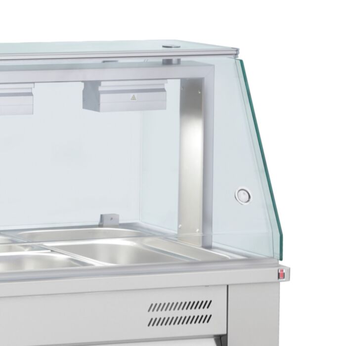 Bain Marie With Heated Cupboard And Glass Canopy 4x GN1/1