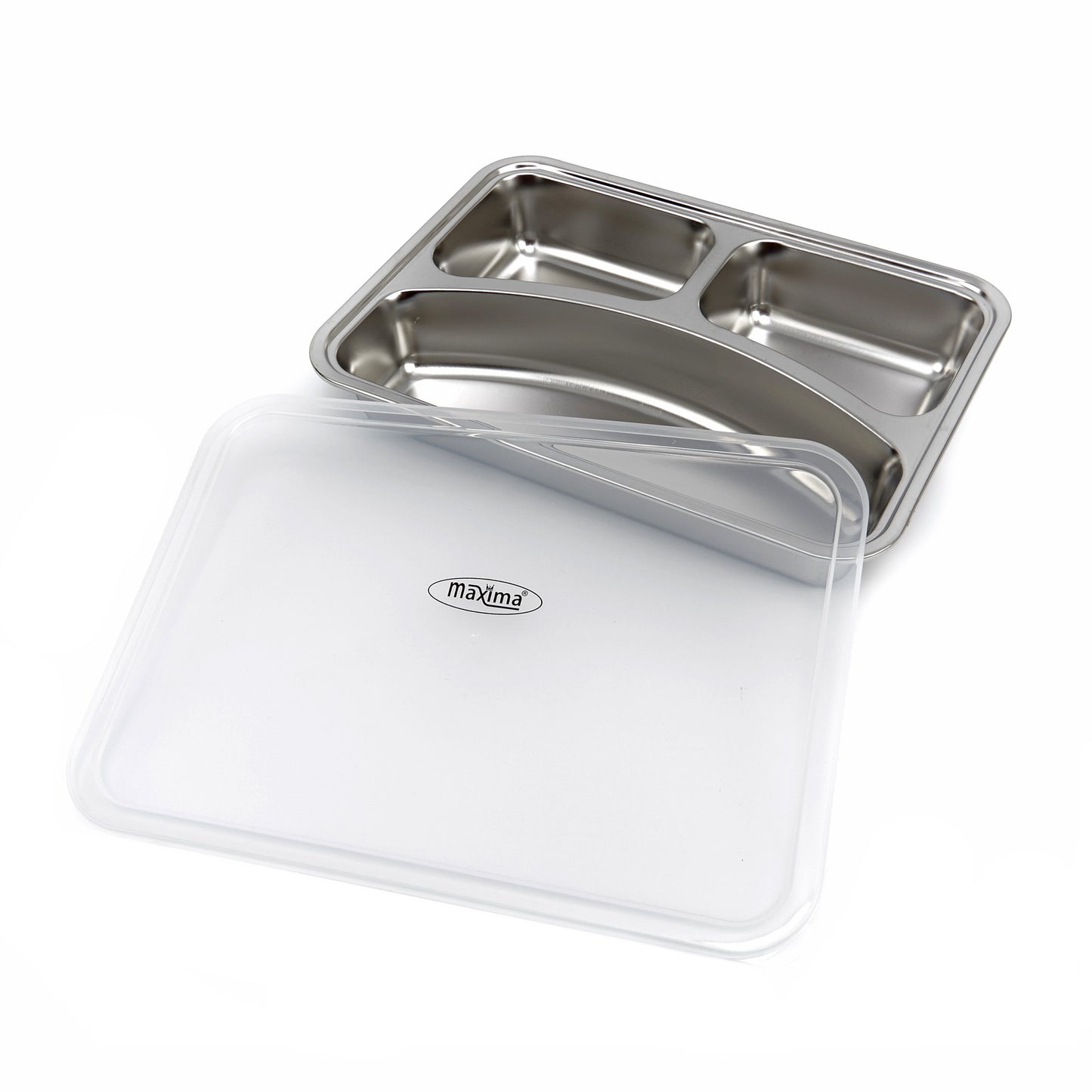 Plate - 3 Compartments - Stainless Steel - Dishwasher Safe
