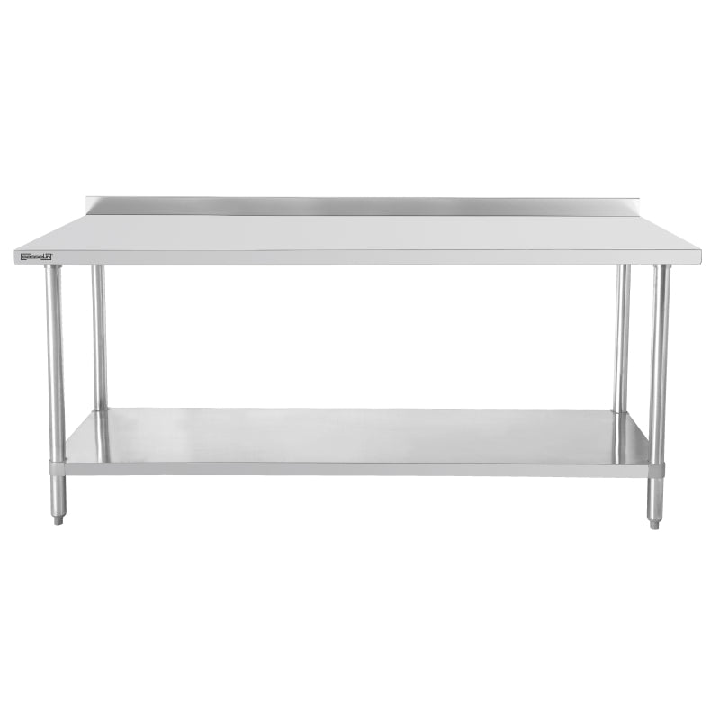 Workbench stainless steel 700 with backsplash and shelf 1000 mm - C7TTDE100