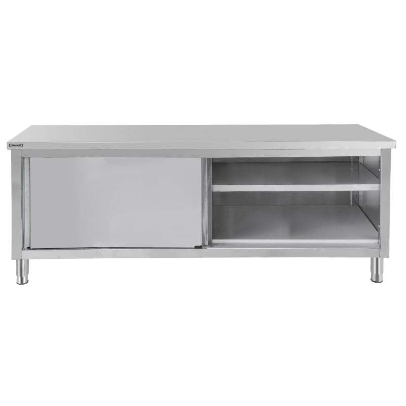 Workbench stainless steel 600 with sliding doors 1200 mm - C6TTPC120