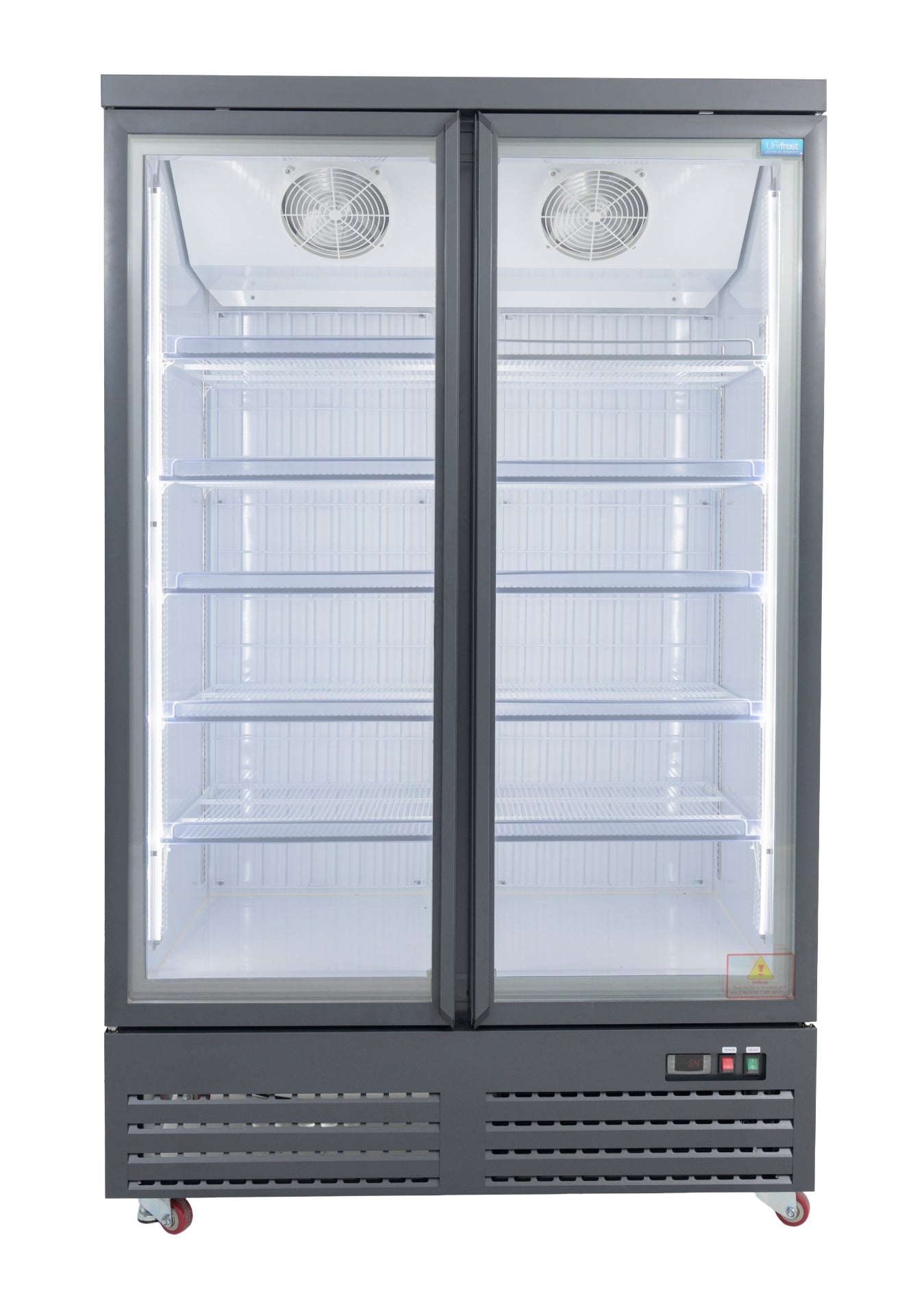 UNIFROST HVR22B 2 DOOR HINGED DISPLAY REFRIGERATOR 5 SHELVES PER DOOR GRAPHITE BLUE