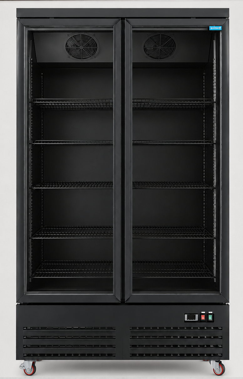 UNIFROST HVR21B 2 DOOR HINGED DISPLAY REFRIGERATOR 5 SHELVES PER DOOR GRAPHITE BLUE