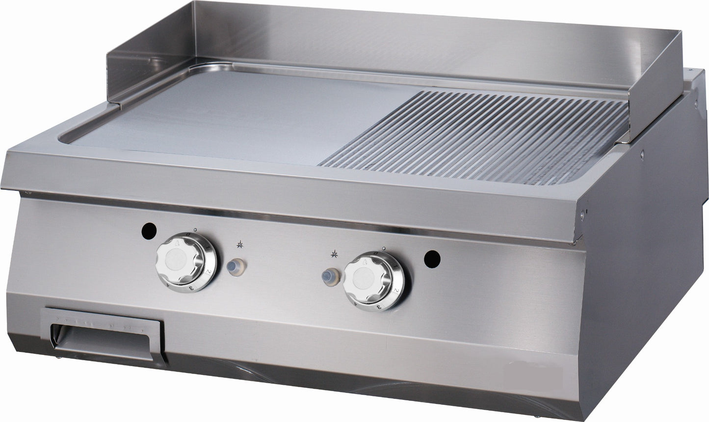 Heavy Duty Griddle - Half Grooved - Double Unit - 70cm Deep - Gas
