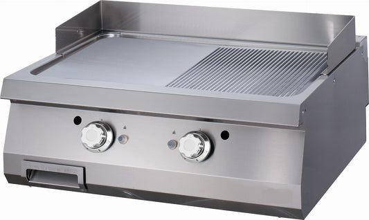 Heavy Duty Griddle - Half Grooved - Double Unit - 70cm Deep - Gas