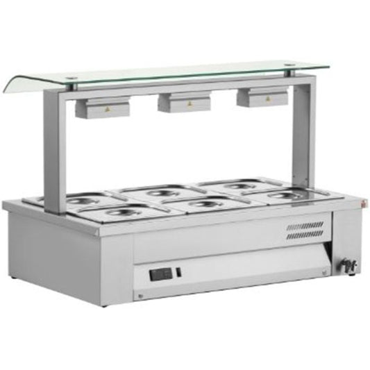 Counter Top Bain Marie With Sneeze Guard 3x GN1/1