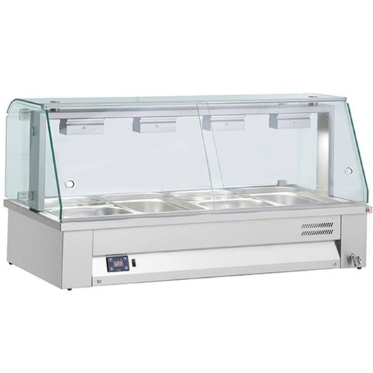 Counter Top Bain Marie With Glass Canopy 4 x GN1/1