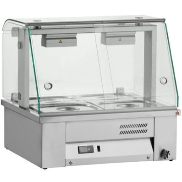 Counter Top Bain Marie With Glass Canopy 2x GN1/1