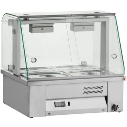 Counter Top Bain Marie With Glass Canopy 2x GN1/1