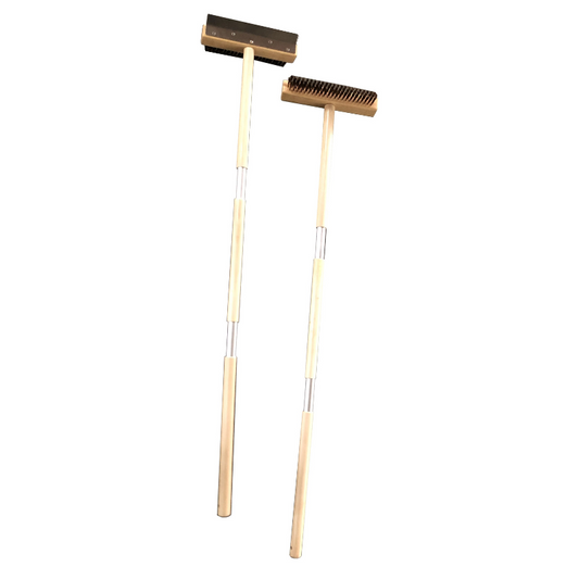 PIZZA OVEN BRUSH WITH SCRAPER AND WOODEN HANDLE 25-120 SKU 7013.1855