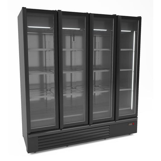 REFRIGERATOR 4 GLASS DOORS BLACK 1850L - SKU 7072.1130  All Stop Trading