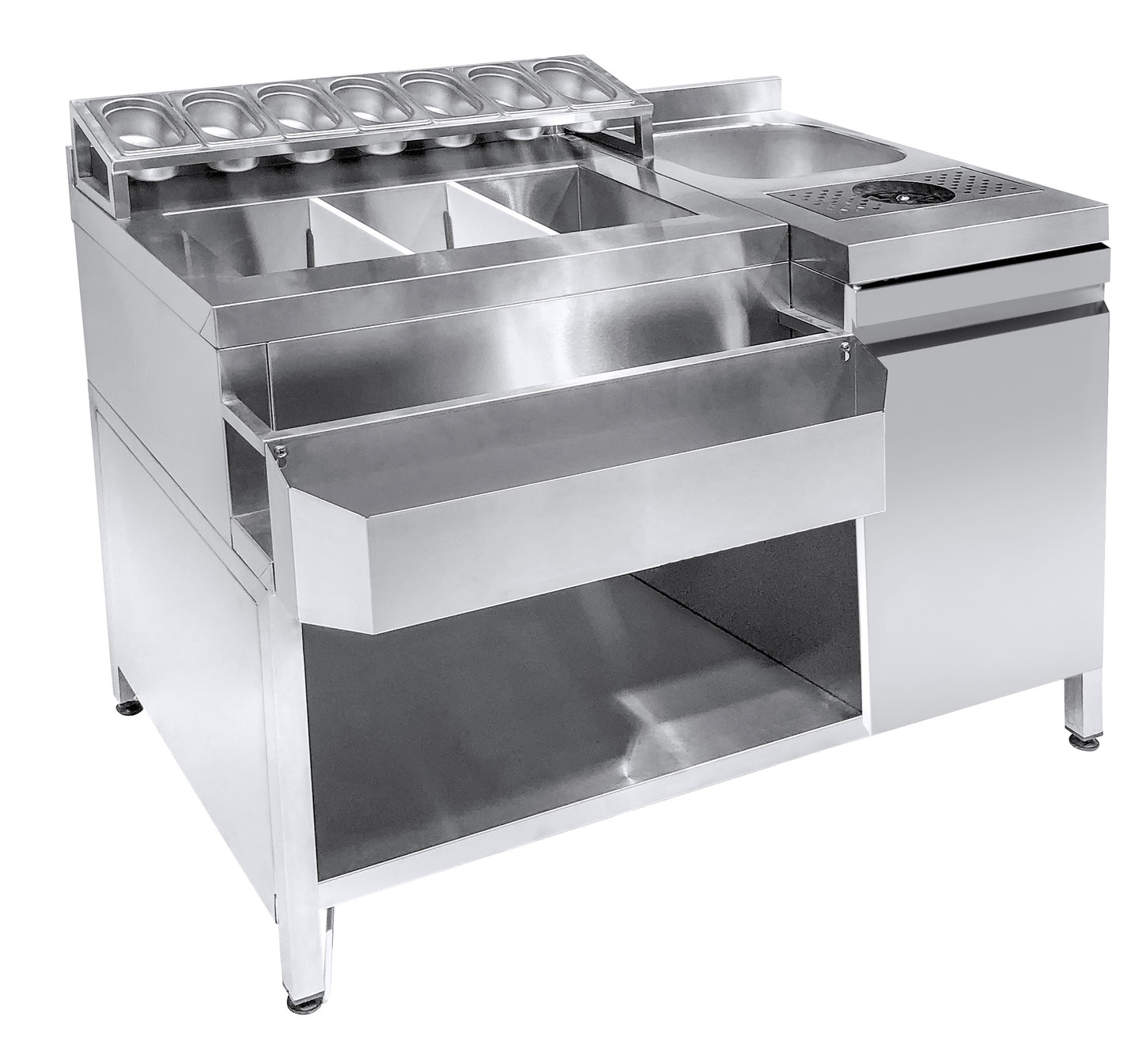 cocktail-bar-station---incl.-sink,-glass-rinser,-gn-containers-and-speedrail-for-bottles