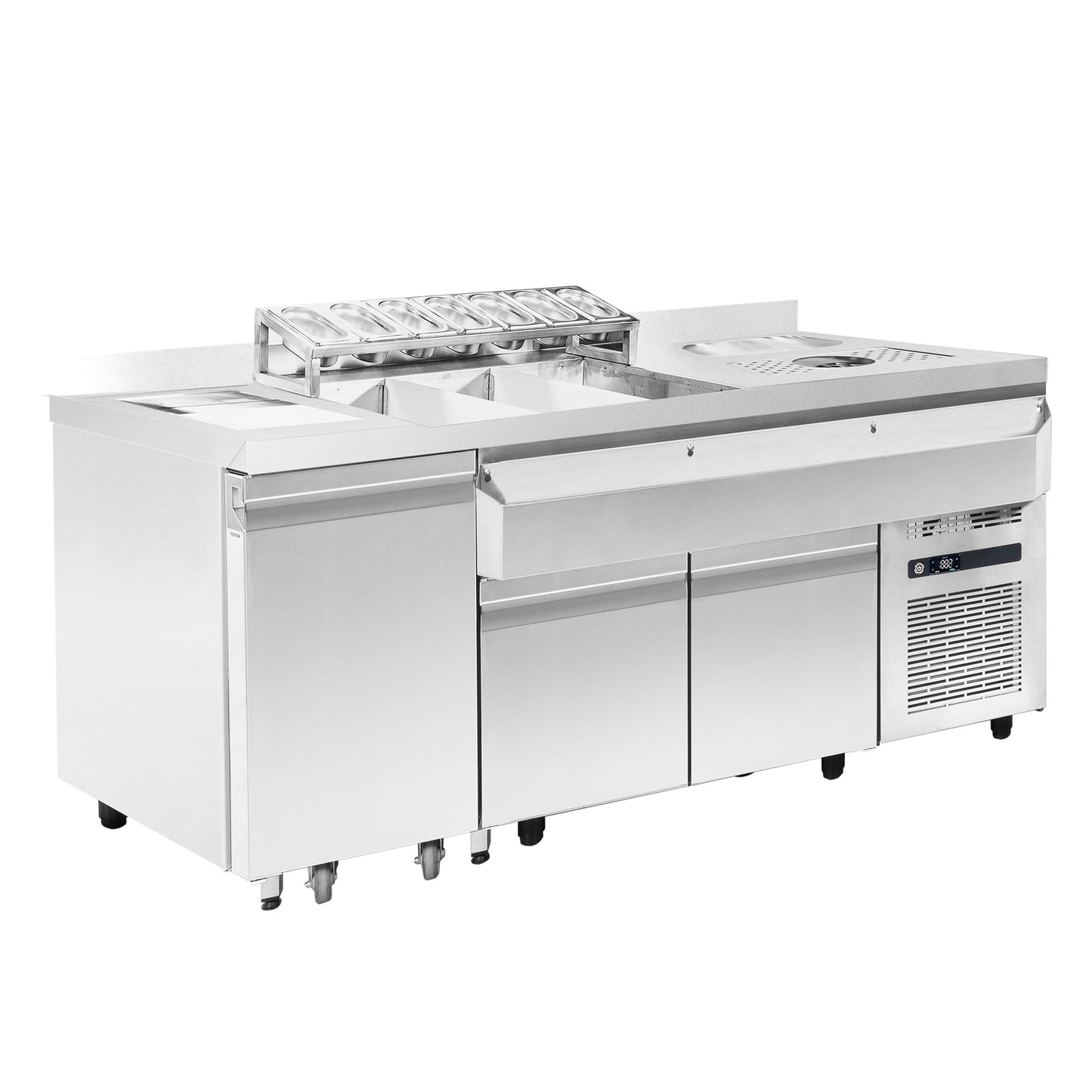 refrigerated-cocktail-bar-station---incl.-sink,-glass-rinser,-gn-containers,-speedrail-for-bottles,-cutting-board-and-waste-bin