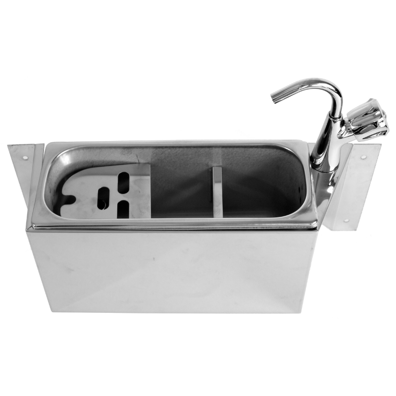 SINK FOR ICE CREAM SCOOP WITH WATER TAP 380X120X150  WITH WATER DRAIN HOLE WATER CONNECTION AND OVERFLOW PIPE SKU 7108.0020