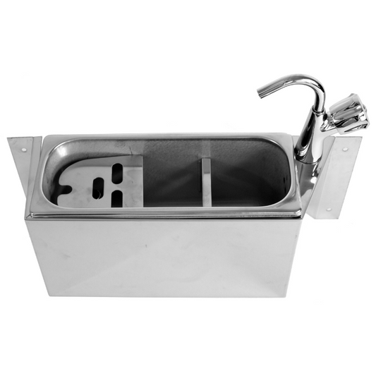 SINK FOR ICE CREAM SCOOP WITH WATER TAP 380X120X150  WITH WATER DRAIN HOLE WATER CONNECTION AND OVERFLOW PIPE SKU 7108.0020 All Stop Trading