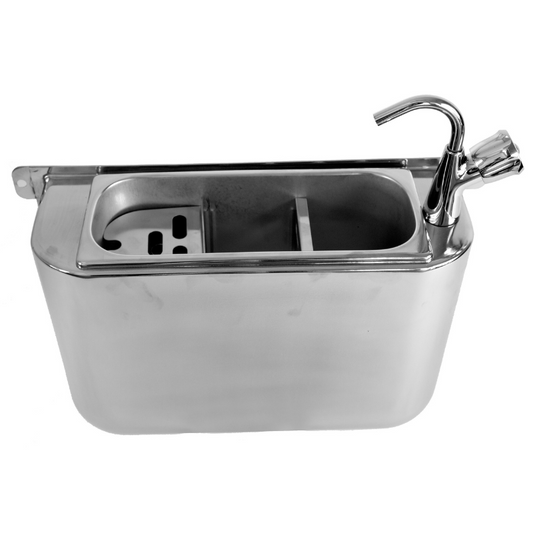 SINK FOR ICE CREAM SCOOP WITH WATER TAP 410X120X270  WITH WATER DRAIN HOLE WATER CONNECTION AND OVERFLOW PIPE  SKU 7108.0025 All Stop Trading