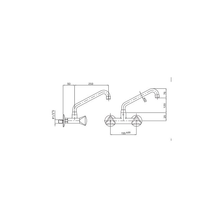 FAUCET WALL-MOUNTED - SKU: 7212.0025 All Stop Trading