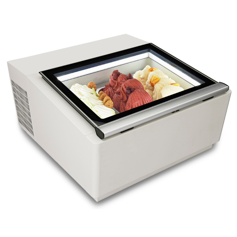 COUNTERTOP MODEL ICE CREAM DISPLAY WHITE  OPENS ON THE OPERATING SIDE SKU 7292.0005