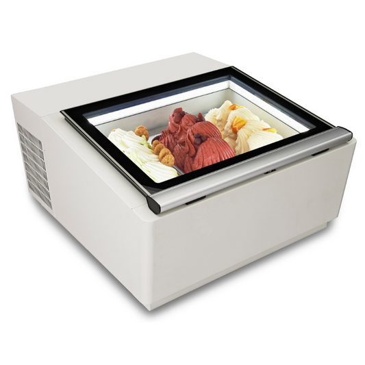 COUNTERTOP MODEL ICE CREAM DISPLAY WHITE  OPENS ON THE OPERATING SIDE SKU 7292.0005 All Stop Trading