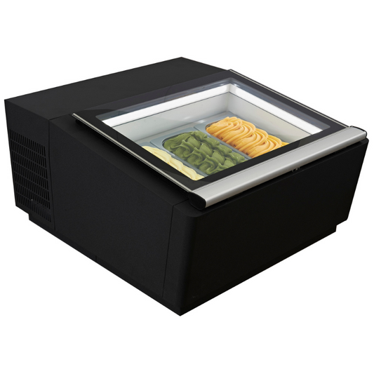 COUNTERTOP MODEL ICE CREAM DISPLAY BLACK  OPENS ON THE OPERATING SIDE SKU 7292.0010 All Stop Trading