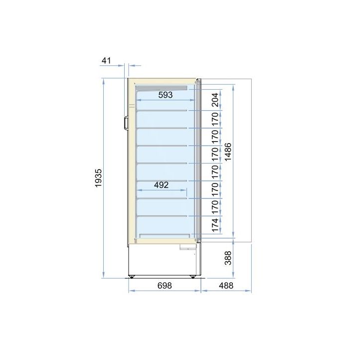 FREEZER GLASS DOOR MARIN STATIC SKU 7295.0070 All Stop Trading