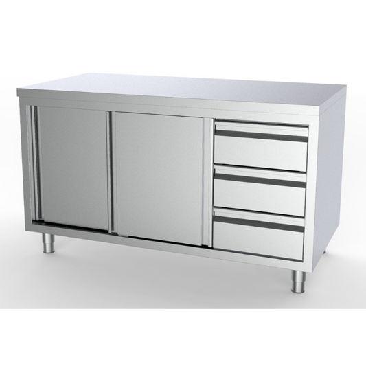 700 WORKTABLE SLIDING DOORS DRAWERS RIGHT 1600 SKU 7333.0258 All Stop Trading