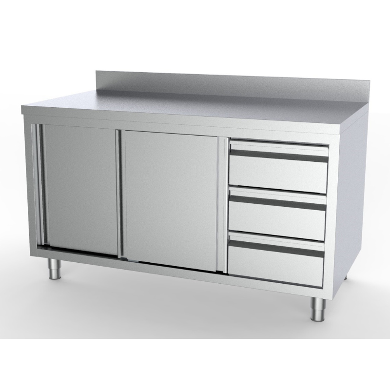 700 WORKTABLE SLIDING DOORS DRAWERS RIGHT WITH UPSTAND 2000 SKU 7333.0278