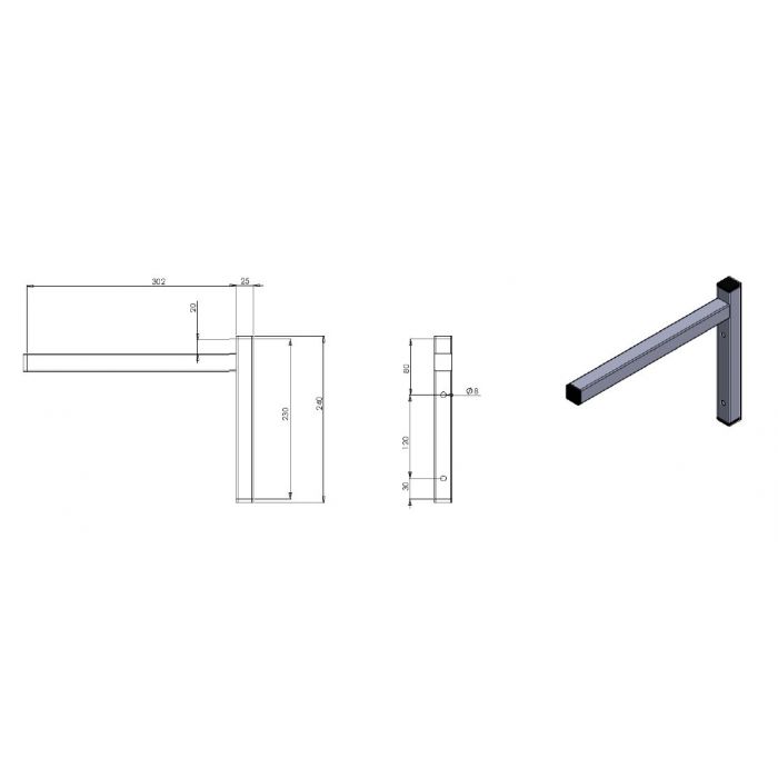 PERMANENT BRACKET SINGLE 300 - SKU 7412.0730 All Stop Trading