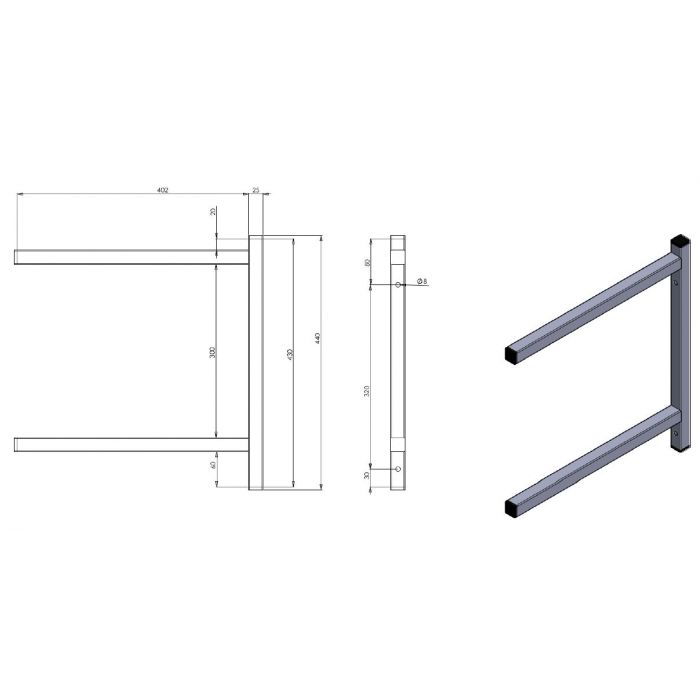 PERMANENT BRACKET DOUBLE 400 - SKU 7412.1731 All Stop Trading