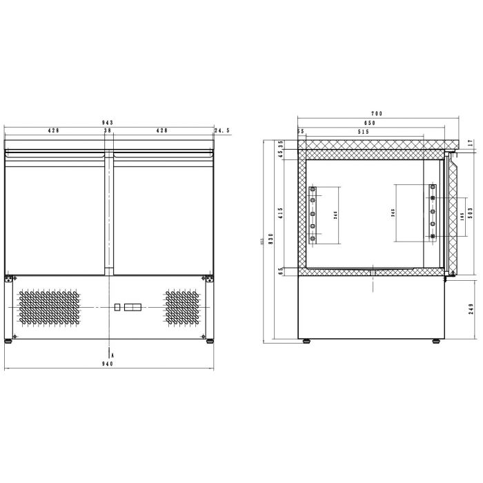 REFRIGERATED NEGATIVE COUNTER 2 DOORS SKU 7450.0079 All Stop Trading