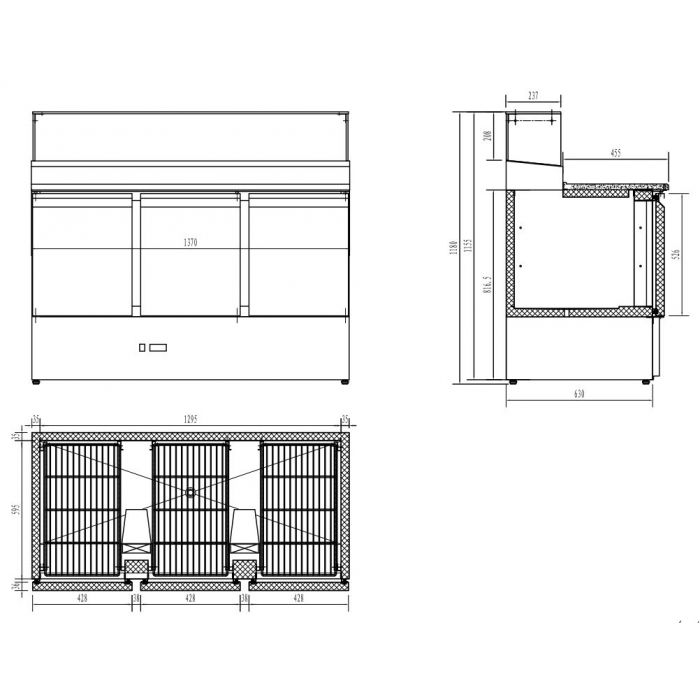 PIZZA COUNTER 3 DOORS - SKU 7450.0220  All Stop Trading