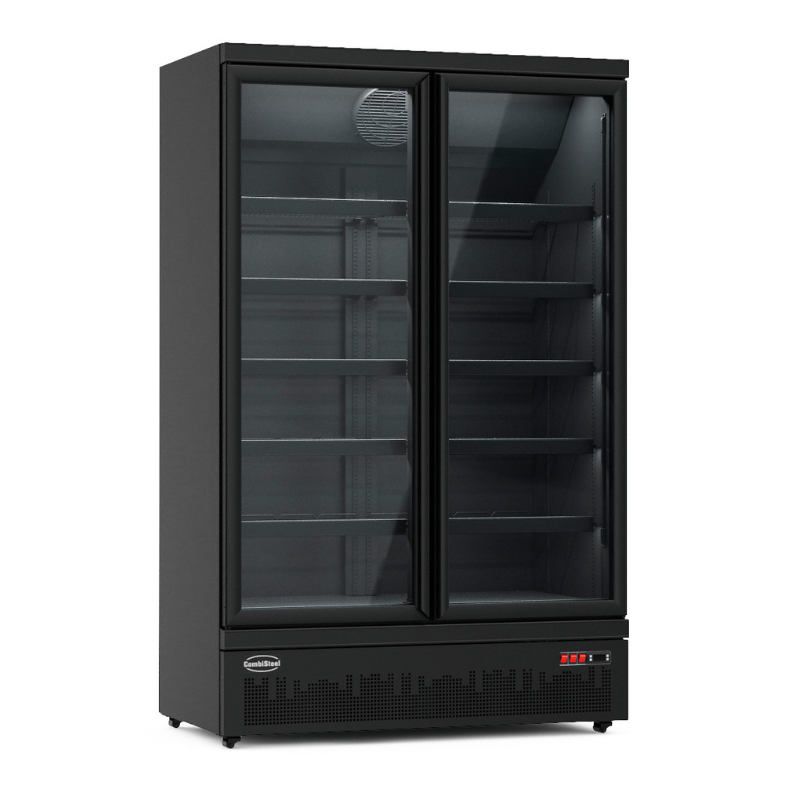 FREEZER 2 GLASS DOORS BLACK JDE-1000F BL SKU 7455.2245 All Stop Trading