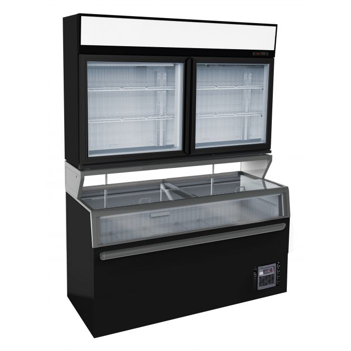 Wall Mounted COLD/FREEZER UNIT BLACK 2 GLASS DOORS  SKU 7455.2510 All Stop Trading