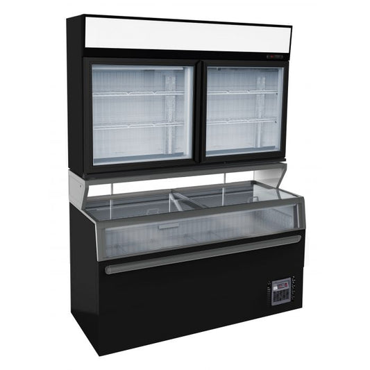 Wall Mounted Freezer UNIT BLACK 2 GLASS DOORS SKU 7455.2530 All Stop Trading