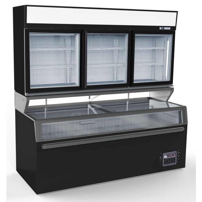 Wall Mounted COLD/FREEZER UNIT BLACK 3 GLASS DOORS SKU 7455.2515