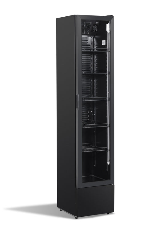 GLASS DOOR REFRIGERATOR NARROW BLACK NAP-150