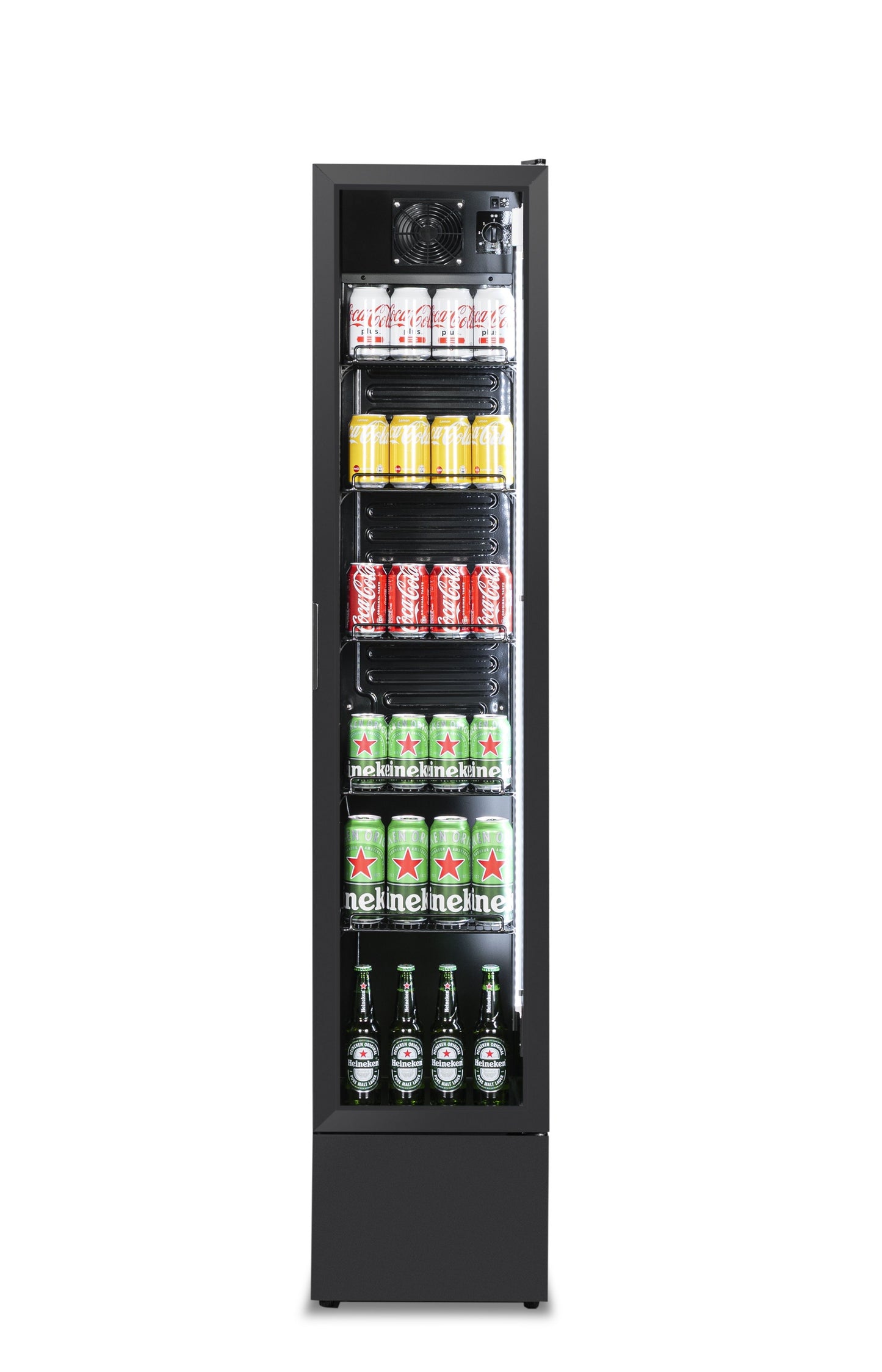 GLASS DOOR REFRIGERATOR NARROW BLACK NAP-150