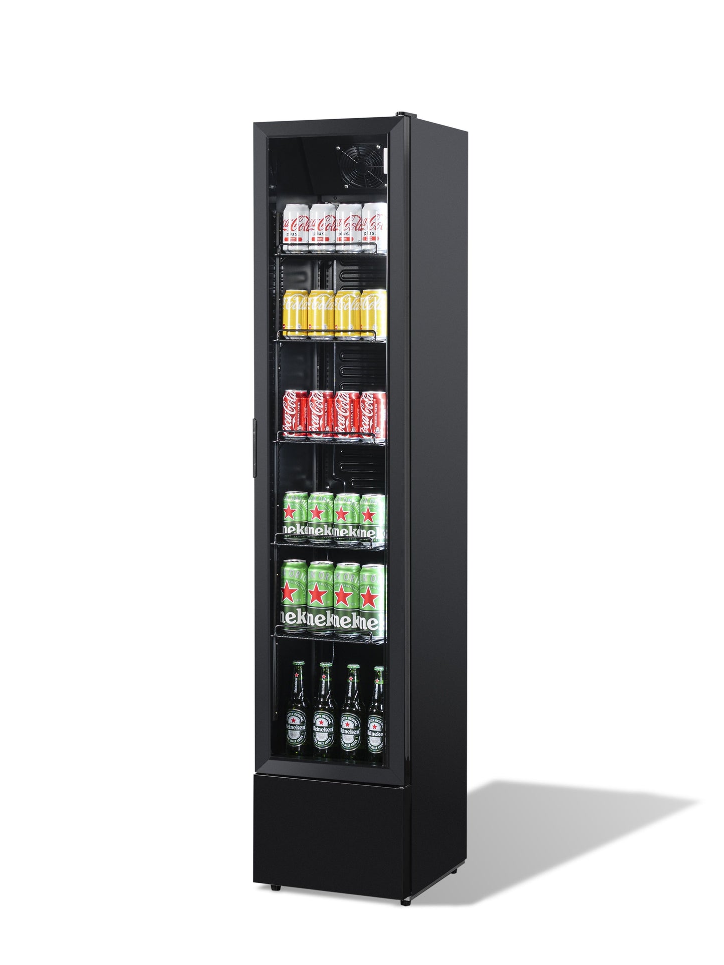 GLASS DOOR REFRIGERATOR NARROW BLACK NAP-150