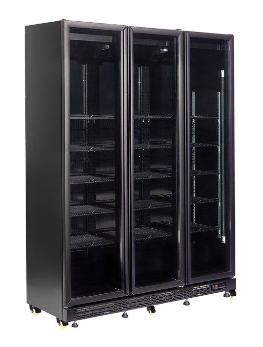 combisteel-refrigerator-3-glass-doors-black-nap-1200-ht-with-door-heating-sku-7455-1925