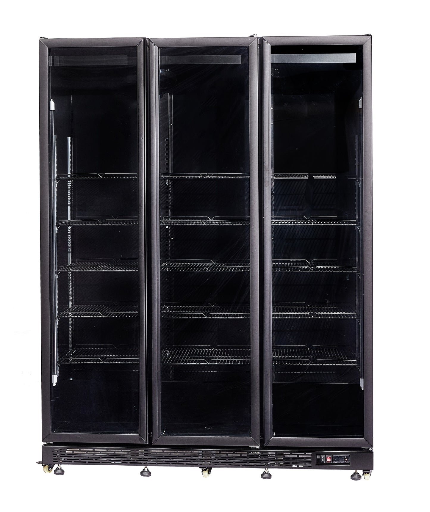 combisteel-refrigerator-3-glass-doors-black-nap-1200-ht-with-door-heating-sku-7455-1925