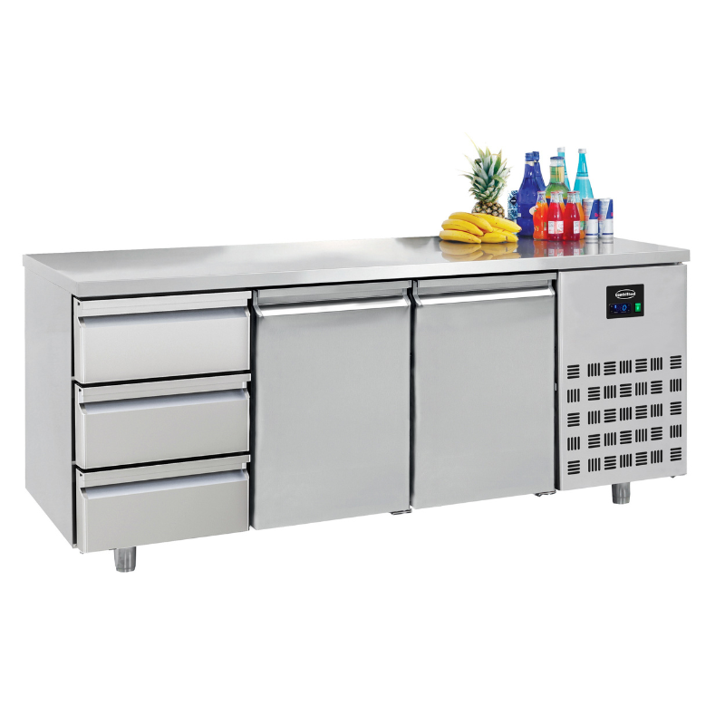 700 REFRIGERATED COUNTER 2 DOORS 3 DRAWERS  SKU 7489.5555 All Stop Trading