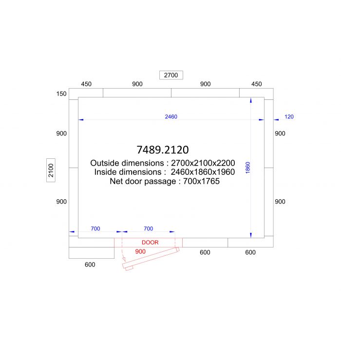 COLD AND FREEZER ROOM 2700x2100x2200 - 120 MM - SKU 7489.2120 All Stop Trading