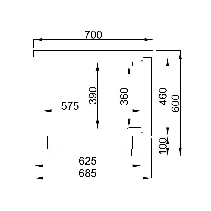 REFRIGERATED COUNTER 600 HEIGHT 2 DOORS SKU 7489.5075 All Stop Trading