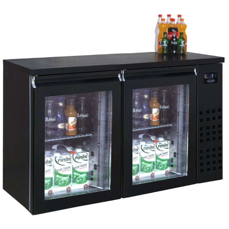 BARCOOLER BLACK 2 GLASS DOORS SKU 7489.5285 All Stop Trading