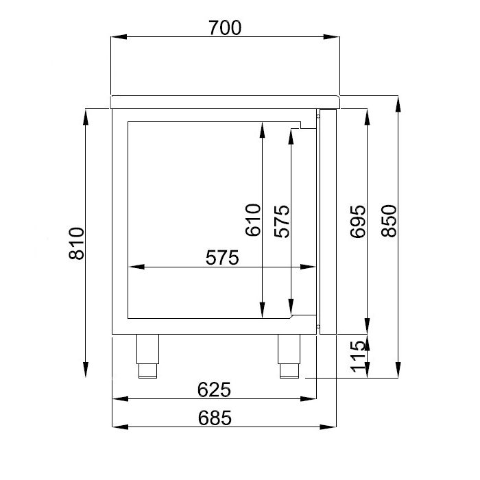 700 REFRIGERATED COUNTER 2 DOORS AND 4 DRAWERS MONOBLOCK SKU 7489.5370