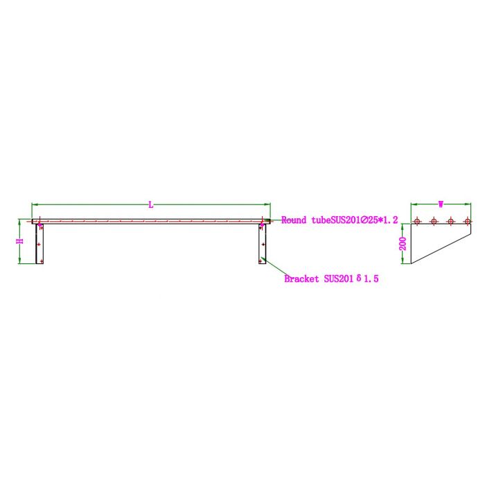SS TUBE  SHELF 1500 SKU 7490.0122 All Stop Trading