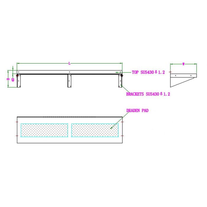 300 SS WALL SHELVES 1400 INCL. BRACKETS SKU 7490.0160 All Stop Trading