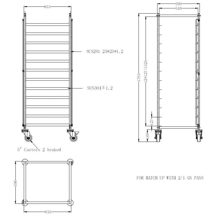 CLEARING TROLLEY FLAT-PACKED 2/1GN SKU 7490.0265 All Stop Trading