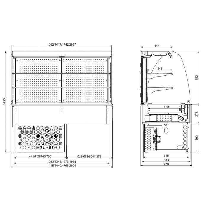 DROP-IN CURVED REFRIGERATED DISPLAY - ROLL-UP 4/1 SKU 7495.0215 All Stop Trading