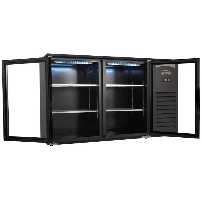 BACKBAR COOLER 2 GLASS DOORS BLACK