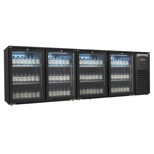BACKBAR COOLER 4 GLASS DOORS BLACK